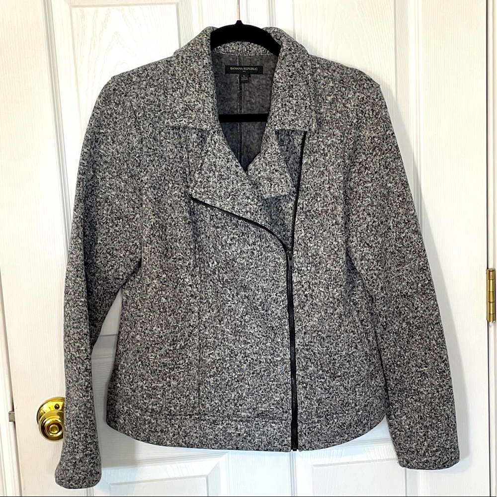 Textured Knit Moto Jacket EUC